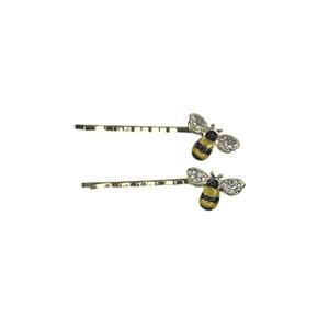 Gold Tone Bee Bobby Pins Set Whimsical Cottagecore Spring Hair Accessories